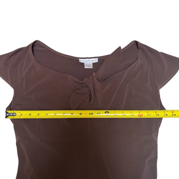 Bianca Nygard Brown Scoop Neck with Ties Cap Sleeves Dress Women's Size Medium - Picture 9 of 10
